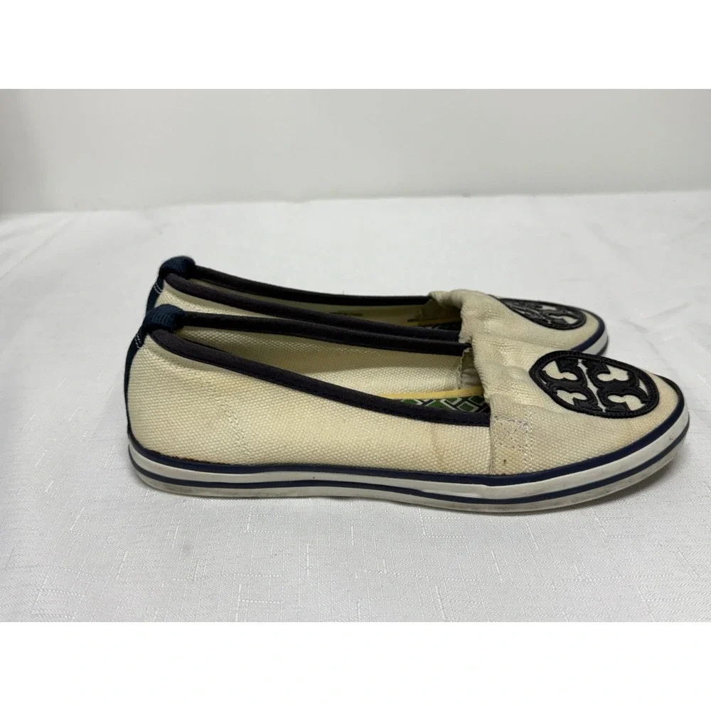Tory Burch Raymond Loafers Women's Size 6M Ivory Low Top Slip On Canvas Flats
